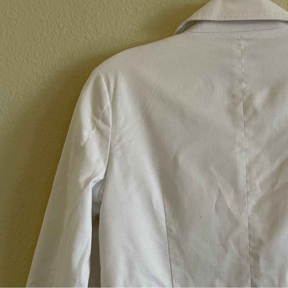 WHBM White semi-distressed cotton blazer jacket with eyelet trim size 4 - Picture 10 of 17